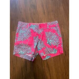 Lilly Pulitzer‎ Size 00 Callahan Shorts Pink Blue Coral